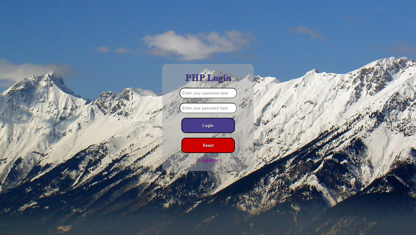 This is the login page of the project.