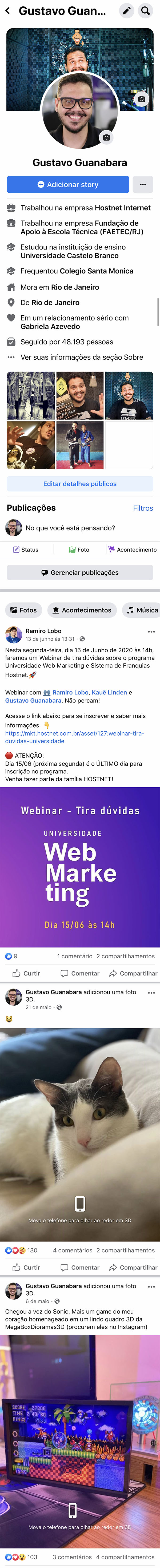 Uma imagem que apresenta um 'layout' de uma página do Facebook.