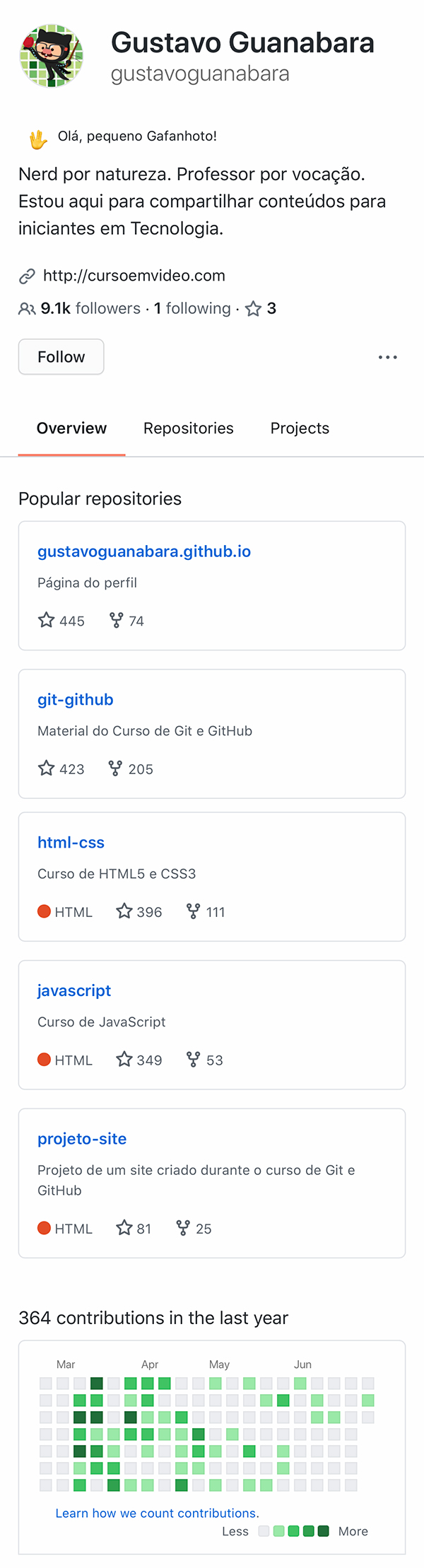 Uma imagem que apresenta um 'layout' de uma página do GitHub.