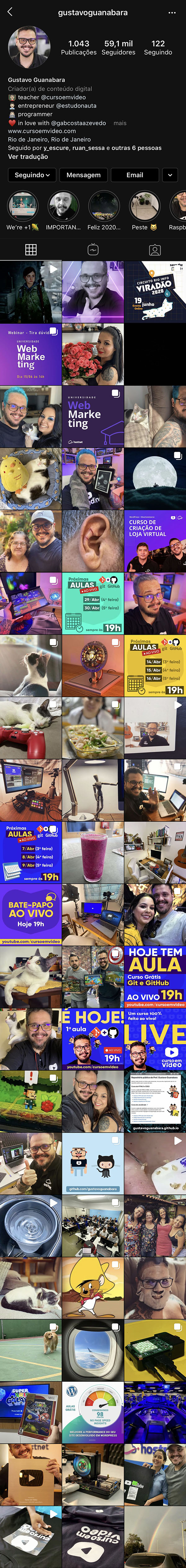 Uma imagem que apresenta um 'layout' de uma página do Instagram.