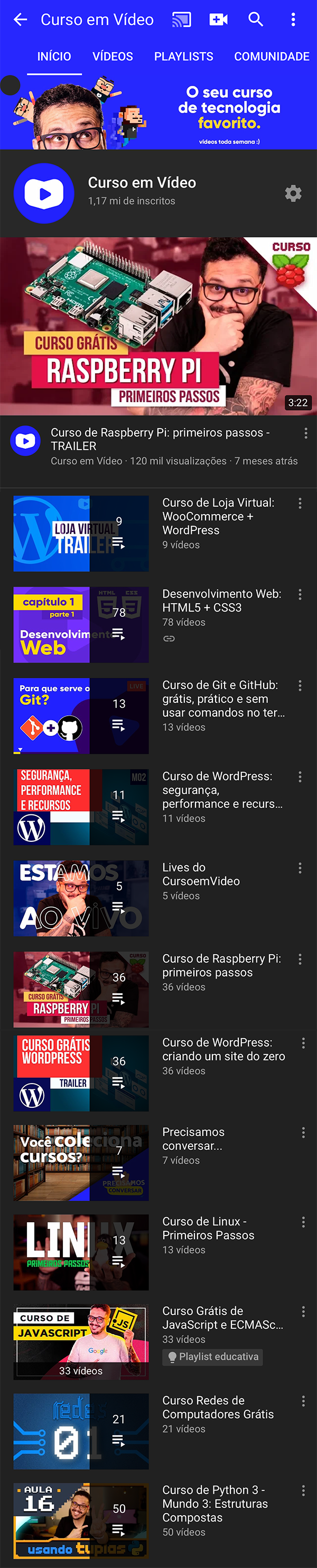 Uma imagem que apresenta o 'layout' de uma página do YouTube.